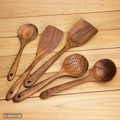 Trendy Wooden Non Stick Cooking Spoons Pack Of 5-thumb3