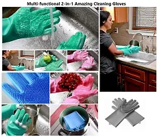 Stylish Silicone Dish Washing Gloves For Kitchen-thumb3