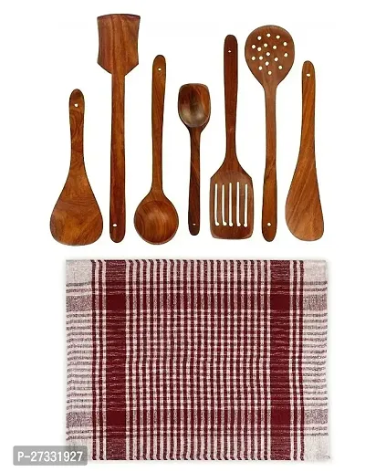 Wooden Spatula And Kitchen Towel Set Pack Of 8-thumb0