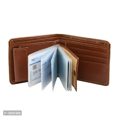 Designer Tan Artificial Leather Solid Two Fold Wallet For Men-thumb5