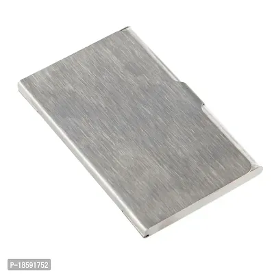 Designer Silver Metal Solid Card Holder For Men