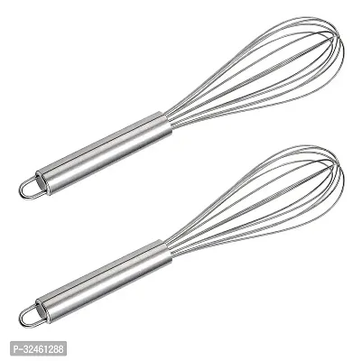 2 Pieces Multiuses Stainless Steel Kitchen Utensil Balloon Shape Wire Whisk-thumb0