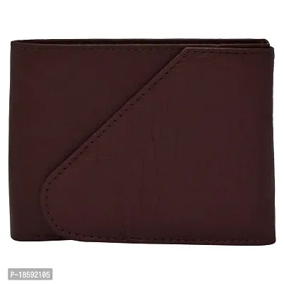 Designer Brown Artificial Leather Solid Two Fold Wallet For Men