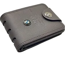 Designer Grey PU Solid Two Fold Wallet For Men-thumb2