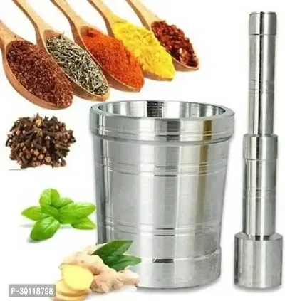 Metal Mortar And Pestle Set Spice Mixer | Khalbatta | Khaldasta For Kitchen-thumb2