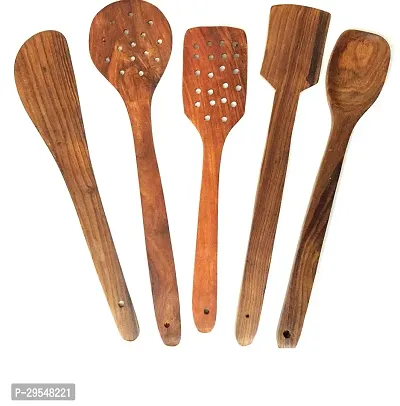 5 Brown Wooden Cooking Tools Handmade Pack Of 5-thumb3