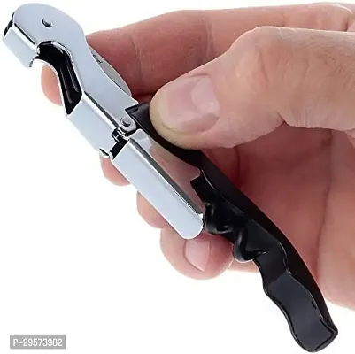 Classic Waiter Corkscrew Wine Opener With Foil Cutter, Professional ,Black Bottle Opener For Wine And Beer-thumb2