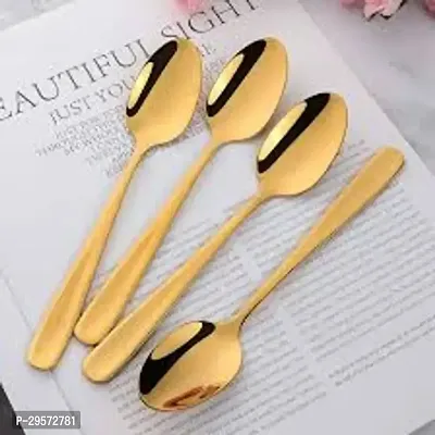 Classic Pack Of 6 Golden Stainless Steel Table Spoon Set-thumb2