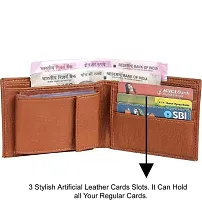 Designer Brown Artificial Leather Three Fold Wallet For Men-thumb3