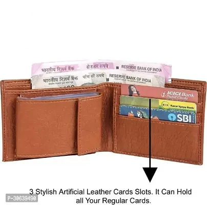 Designer Brown Artificial Leather Three Fold Wallet For Men-thumb4