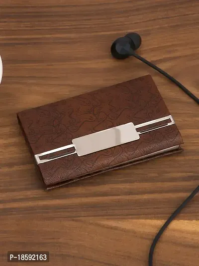 Designer Brown Artificial Leather Textured Card Holder For Men