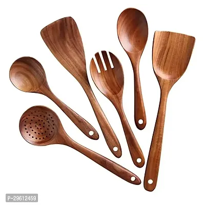 Durable Wooden Kitchen Spatulas Set Of 6