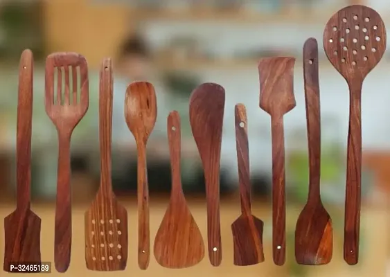 Set Of 10 Wooden Cooking Utensil Set