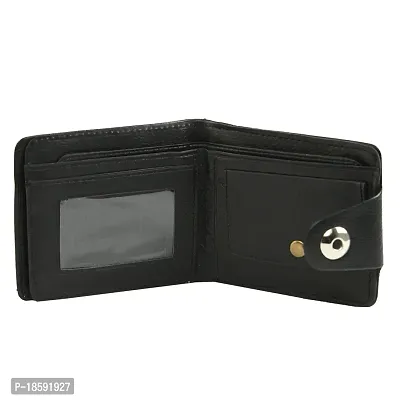 Designer Black Artificial Leather Solid Two Fold Wallet For Men-thumb3