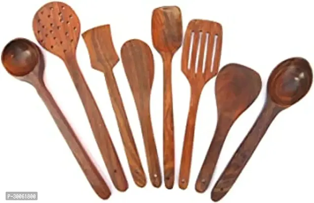 Useful Handmade Wooden Non-Stick Spoons And Spatulas For Cooking and Serving- 8 Pieces-thumb3