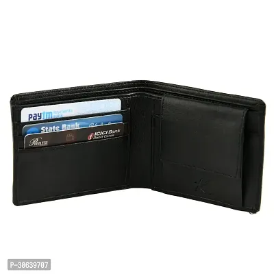 Designer Black Artificial Leather Two Fold Wallet For Men-thumb2