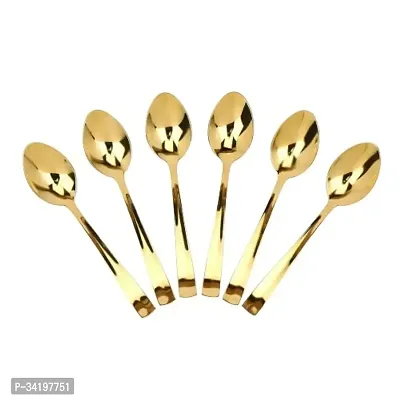 6 pieces Golden Premium Spoons for Home  Kitchen, Luxury Dining Tableware Gift for House Warming-thumb0