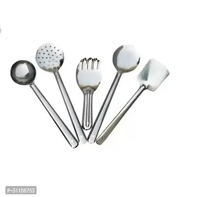 Useful Steel Non Stick Serving And Cooking Spoon Set- 5 Pieces-thumb0