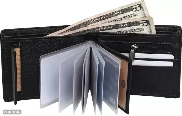 Designer Black Artificial Leather Solid Card Holder For Men