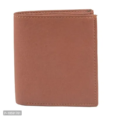 Designer Tan Artificial Leather Solid Two Fold Wallet For Men-thumb0