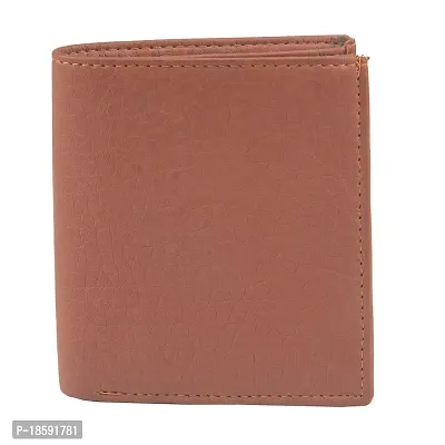 Designer Tan Artificial Leather Solid Two Fold Wallet For Men