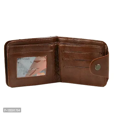 Designer Brown Artificial Leather Solid Two Fold Wallet For Men-thumb3