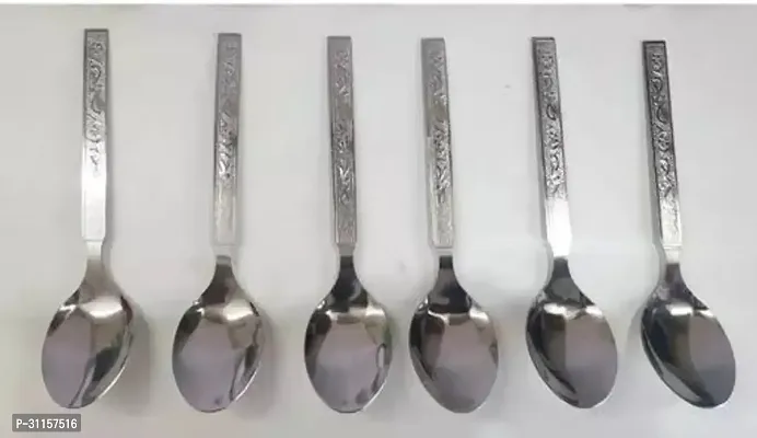 Set Of 6 Steel Spoons Dinning Table Kitchenware Used