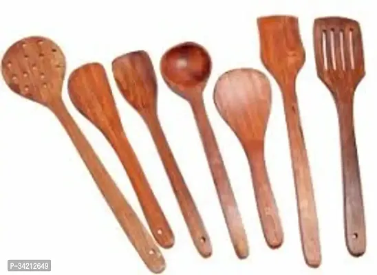 Useful Wooden Non Stick Serving And Cooking Spoons- 7 Pieces-thumb4