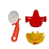 Useful Metal Pizza Cutter And Plastic Modak And Gujiya Mould Sancha Maker- 3 Pieces-thumb3