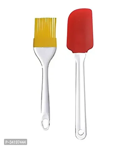 Trendy Set Of Silicon Brush And Spatula 6 5 Inches-thumb0