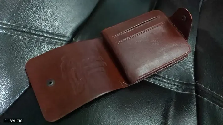 Designer Brown Artificial Leather Solid Two Fold Wallet For Men-thumb4