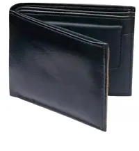 Designer Black Rexine Two Fold Wallet For Men-thumb1