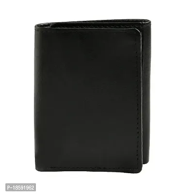 Designer Black Artificial Leather Solid Three Fold Wallet For Men