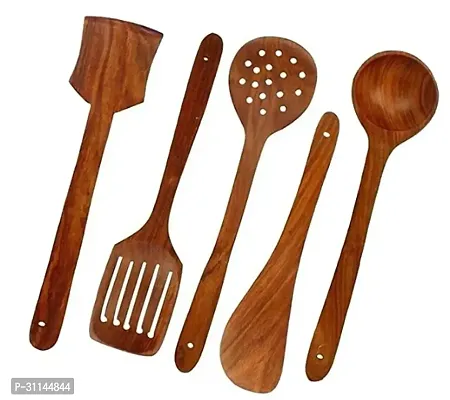 Set Of 5 Handmade Wooden Non-Stick Serving And Cooking Spoon-thumb2