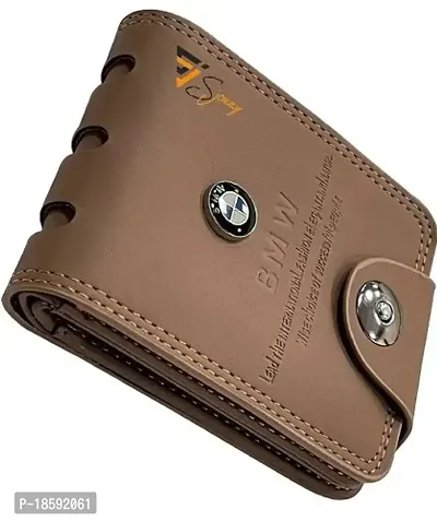 Designer Beige PU Solid Two Fold Wallet For Men-thumb3