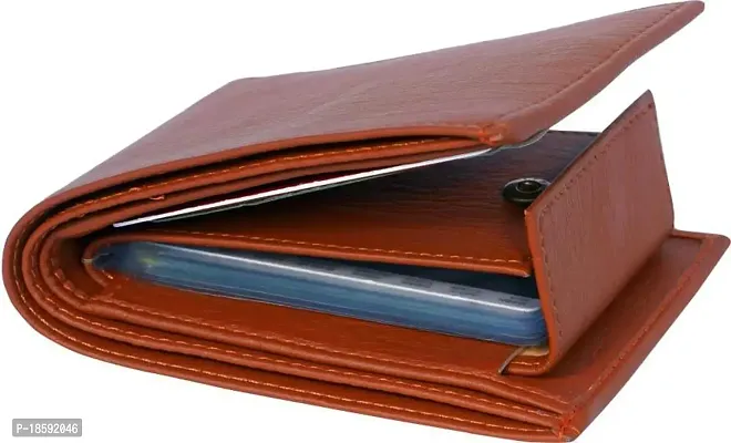 Designer Tan Artificial Leather Solid Two Fold Wallet For Men-thumb0