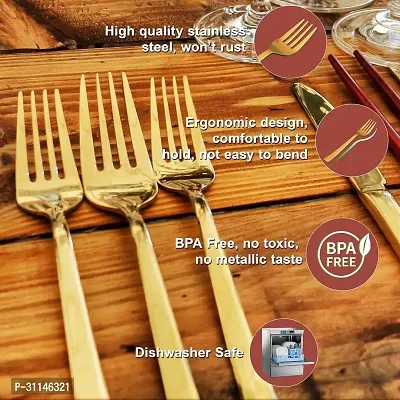 Durable Golden Cutlery Forks Set Of 6-thumb2