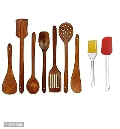 Combo of 7 Wooden Tools and spatula brush silicon-thumb0