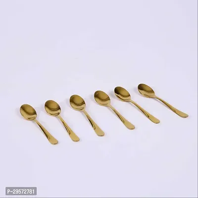 Classic Pack Of 6 Golden Stainless Steel Table Spoon Set-thumb0