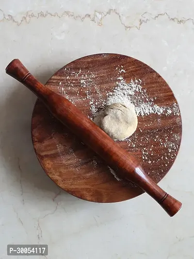 Wooden Chakla With Sleek Belan, Sleek Rolling Pin with Roller Board-thumb0