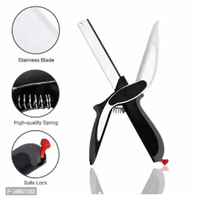 Clever Cutter 2 in 1 Stainless Steel Vegetable Scissor Kitchen Knife-thumb0