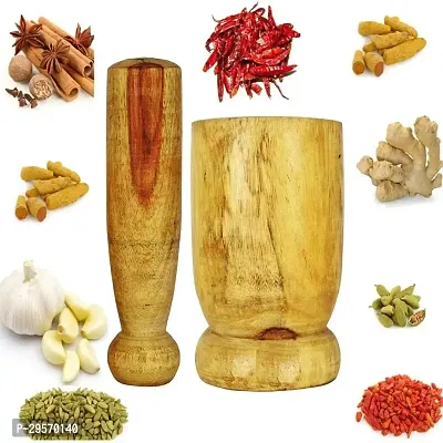 Classic Wooden Okhli Musal Kundi Garlic Spice Pounder Mortar And Pestle-thumb4