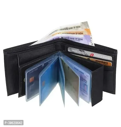 Designer Black Artificial Leather Two Fold Wallet For Men-thumb0