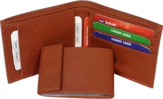 Designer Tan Artificial Leather Solid Two Fold Wallet For Men-thumb1