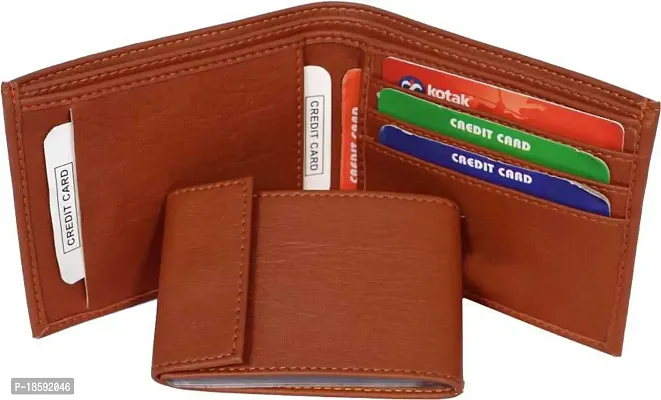 Designer Tan Artificial Leather Solid Two Fold Wallet For Men-thumb2