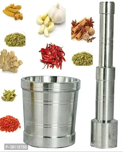 Metal Mortar And Pestle Set Spice Mixer | Khalbatta | Khaldasta For Kitchen-thumb0