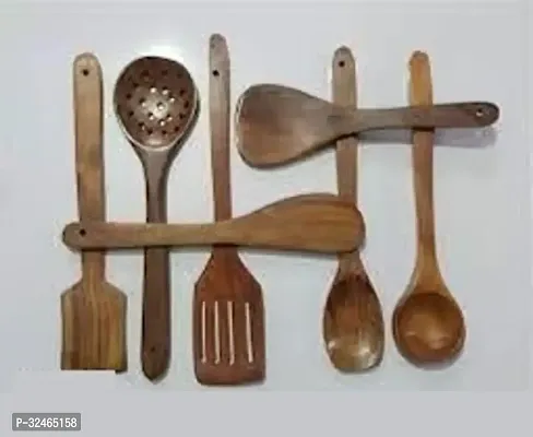 Combo Of 7 Wooden Cooking Tools And Free Wooden Paratha Sekni Or Potatomasher-thumb3