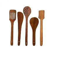 5 Brown Wooden Cooking Tools Handmade Pack Of 5-thumb1