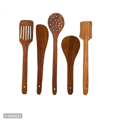 5 Brown Wooden Cooking Tools Handmade Pack Of 5-thumb2