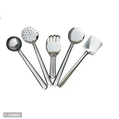 Set Of 5 Steel Cooking Spoons-thumb0